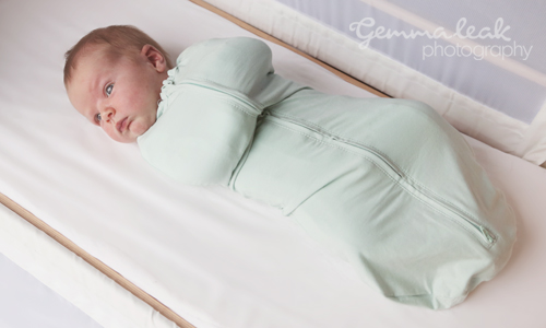 Ruby testing out the swaddle pod