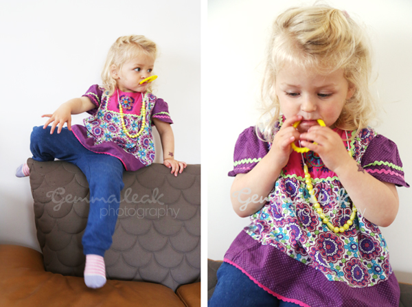 Rosie trying out her necklace and bangle